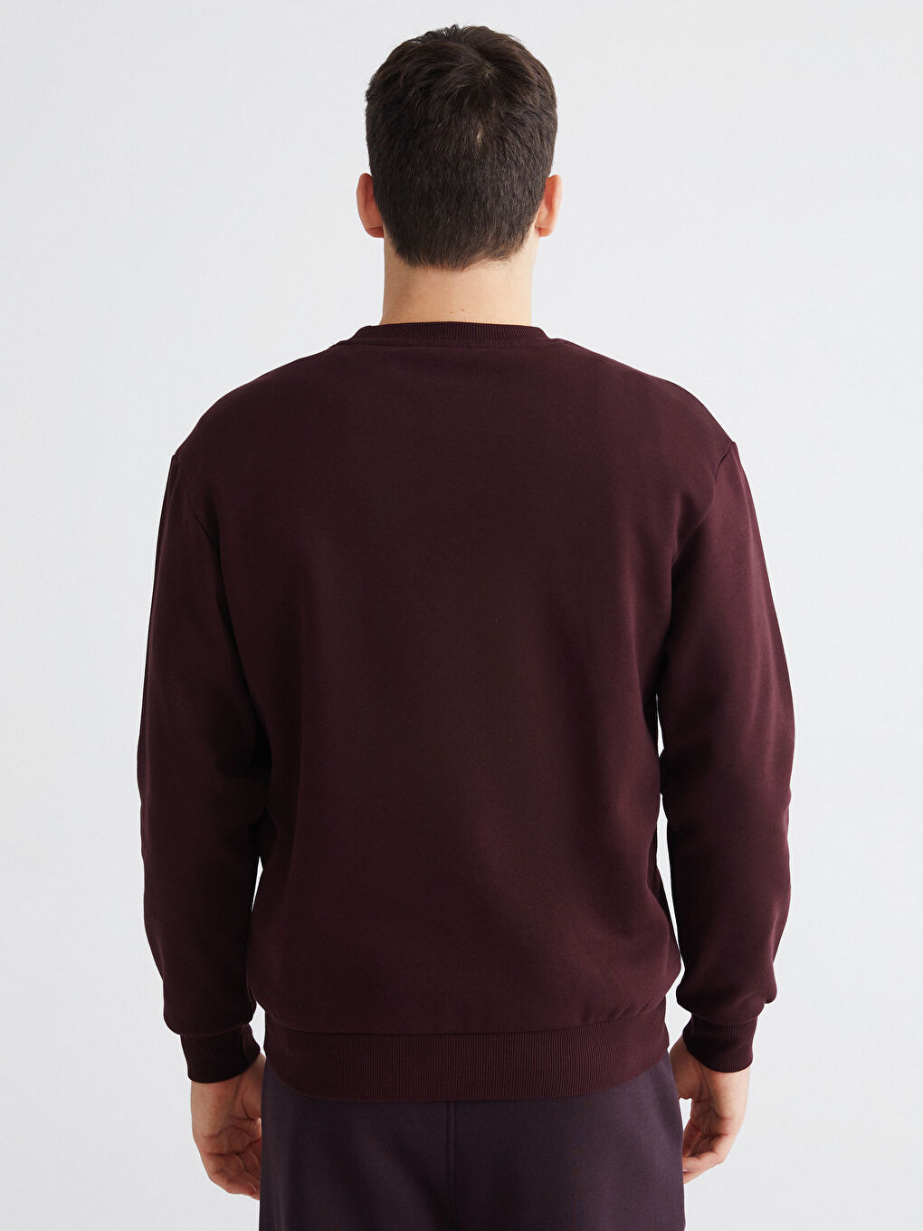 Bordo Bisiklet Yaka Erkek Sweatshirt-3