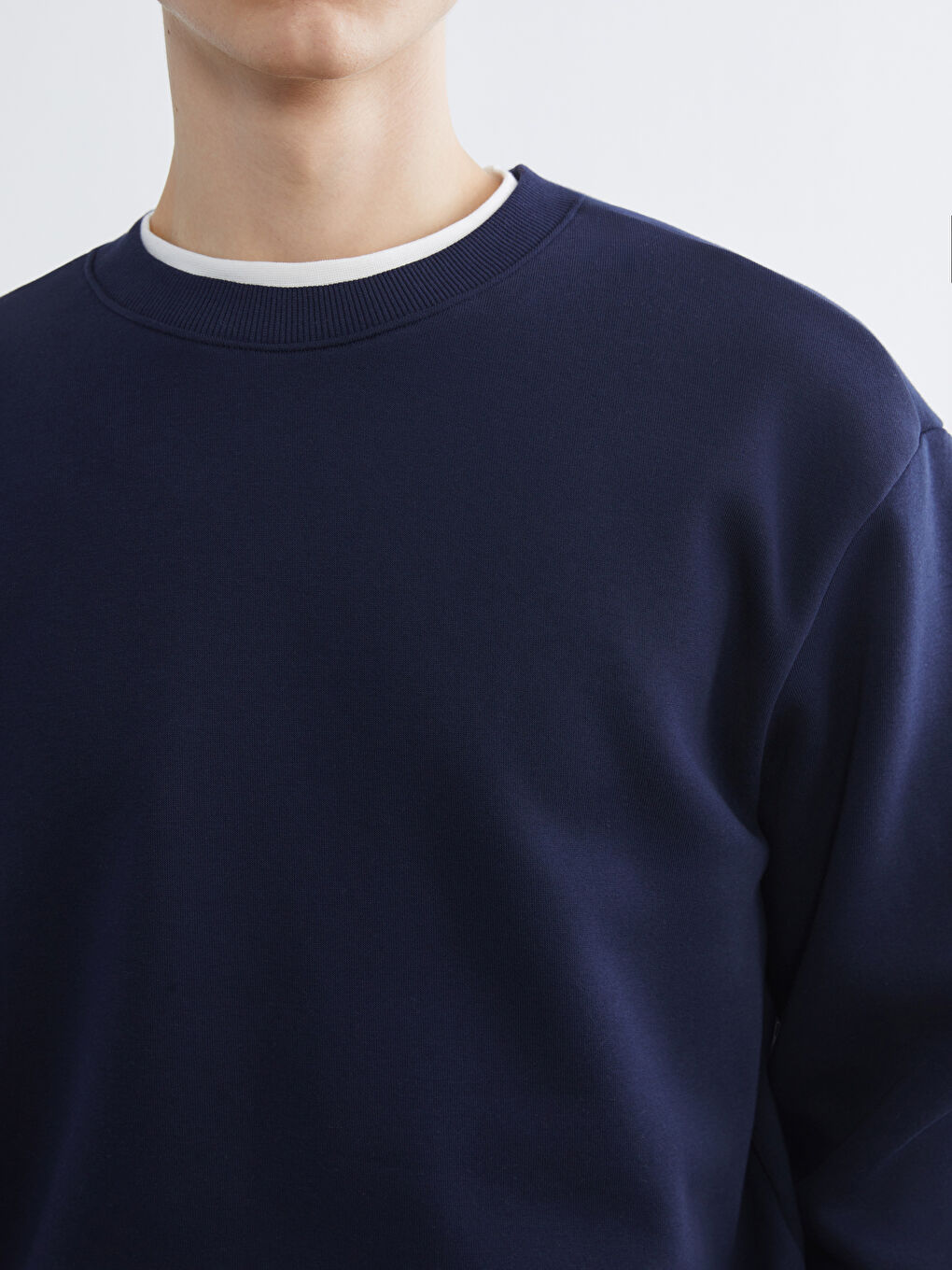 Lacivert Bisiklet Yaka Erkek Sweatshirt-2