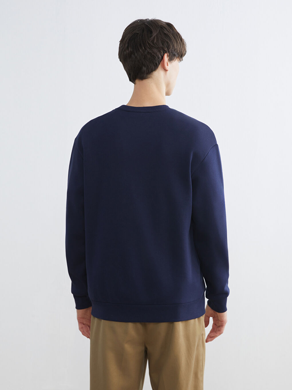 Lacivert Bisiklet Yaka Erkek Sweatshirt-3