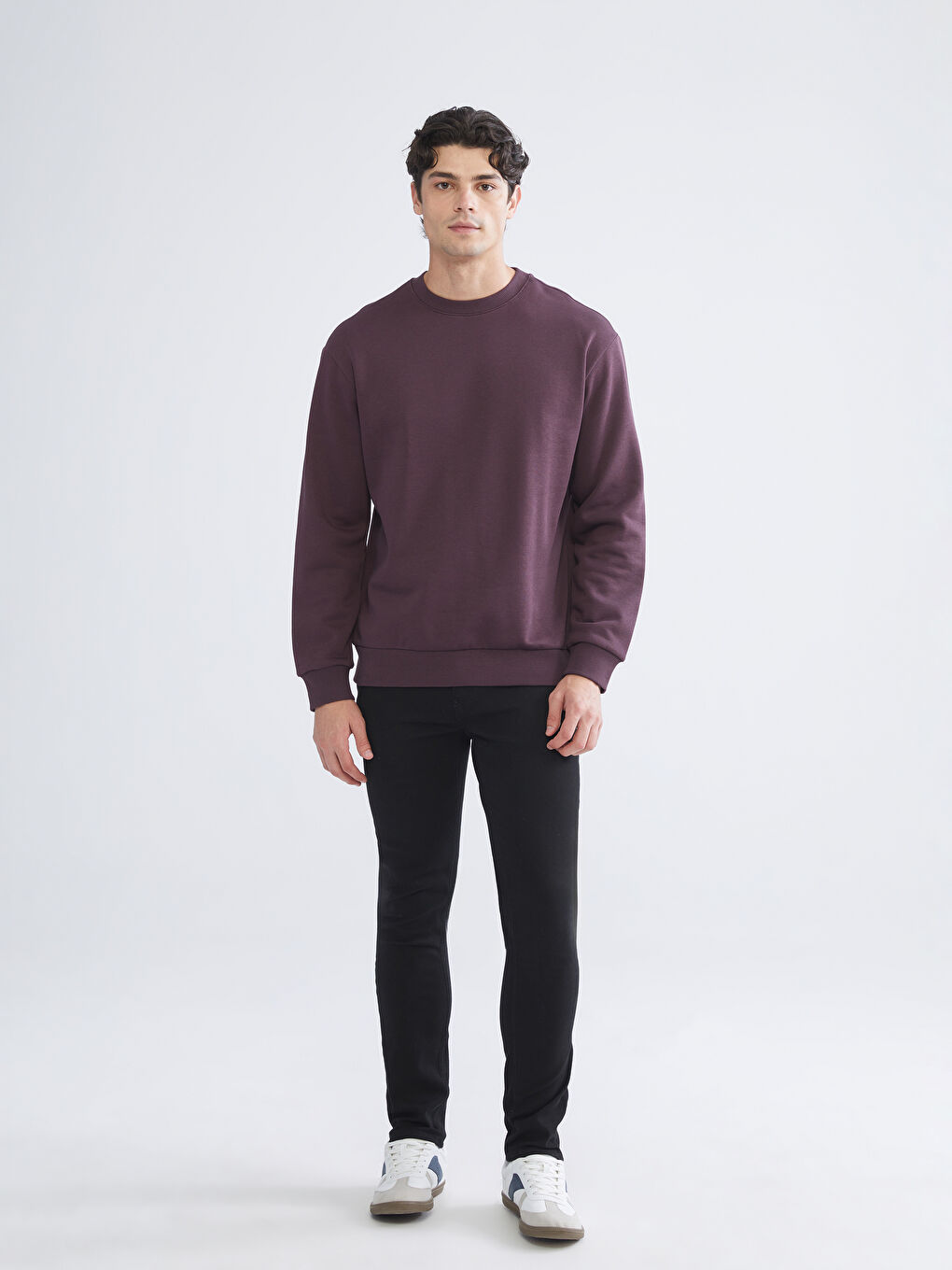 Mürdüm Bisiklet Yaka Erkek Sweatshirt-1