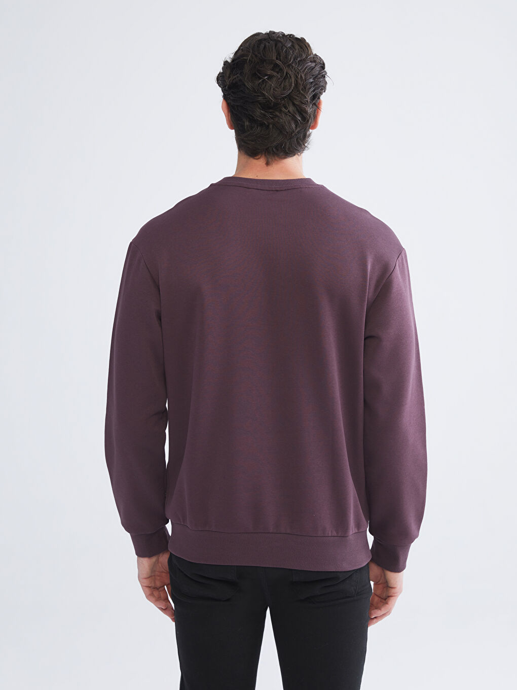 Mürdüm Bisiklet Yaka Erkek Sweatshirt-3