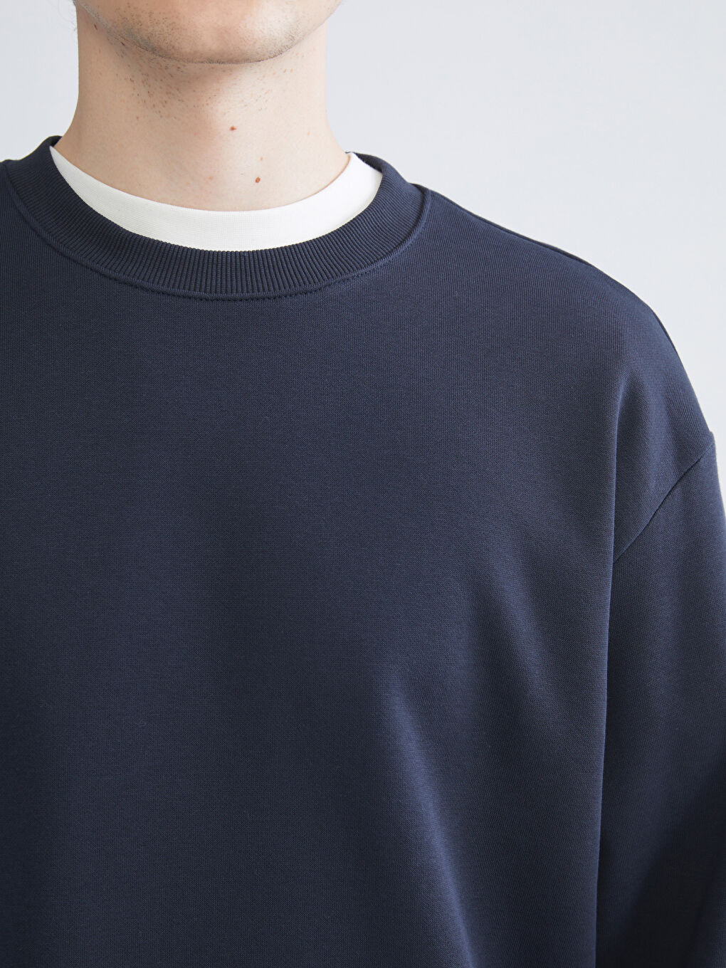 Lacivert Bisiklet Yaka Erkek Sweatshirt-2