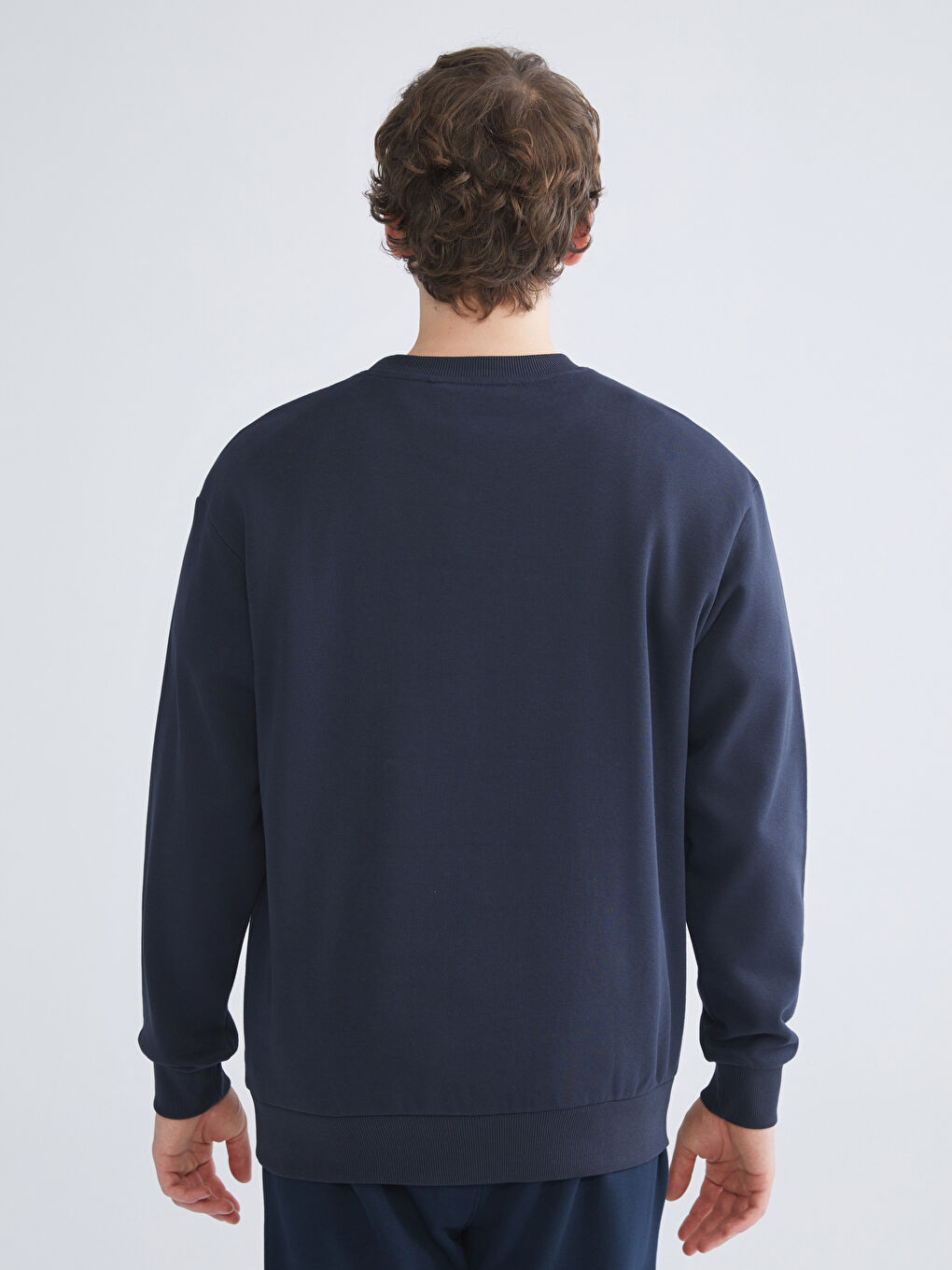 Lacivert Bisiklet Yaka Erkek Sweatshirt-3