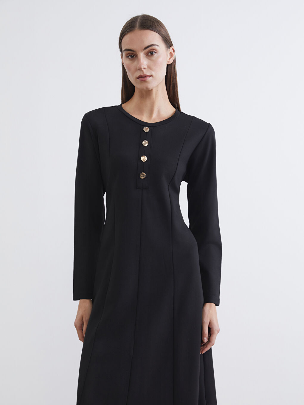 Crew Neck A-Line Dress-1