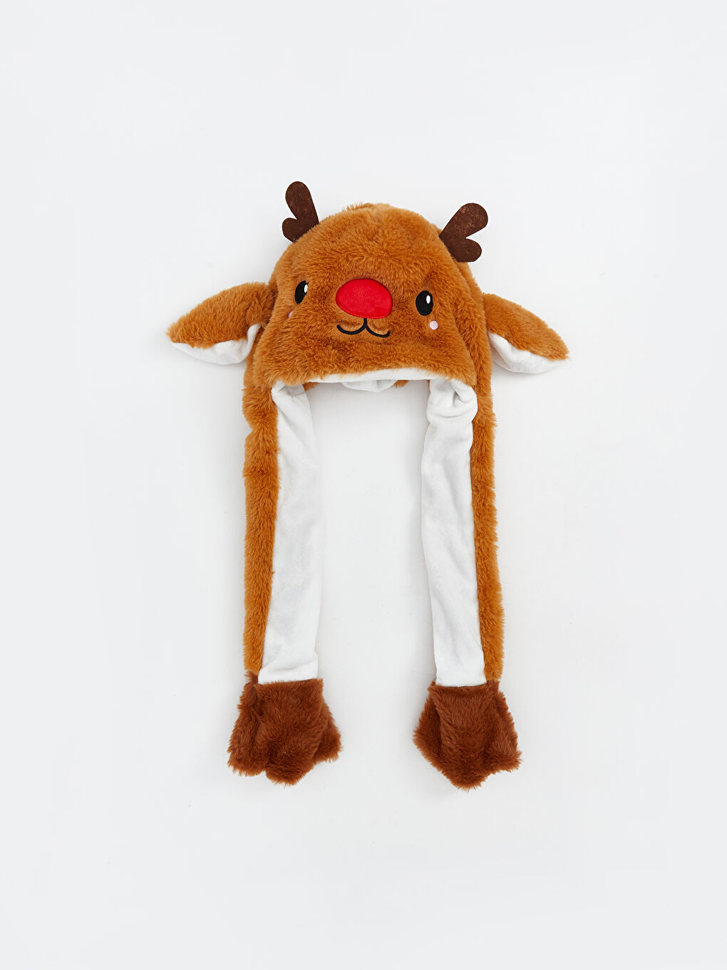 Kahverengi Hayvan Figürlü Pelüş Erkek Çocuk Kar Şapkası