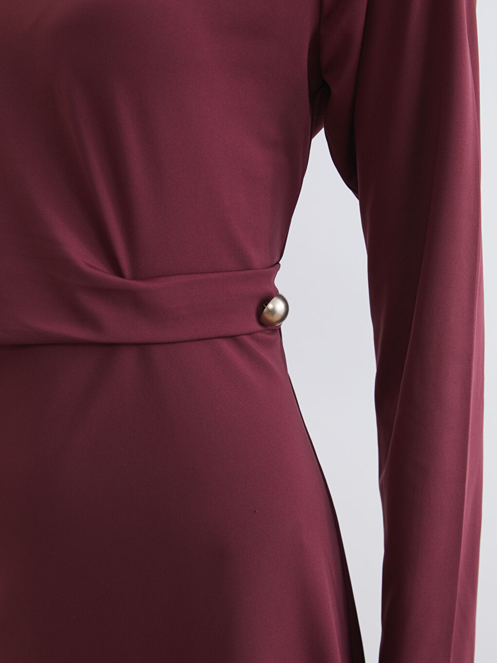 Crew Neck Gathered A-Line Dress-2