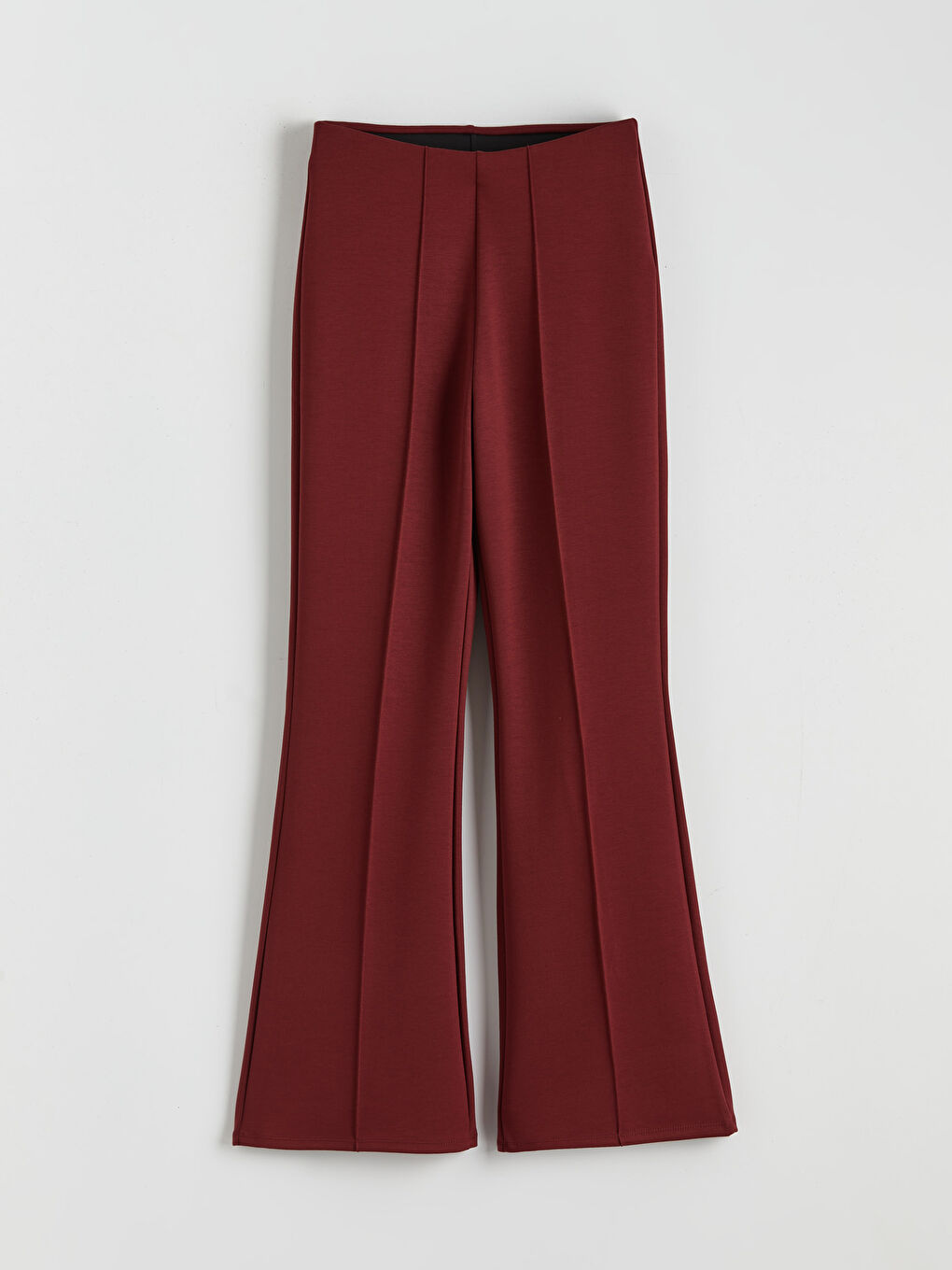 Bordo Yüksek Bel Düz İspanyol Paça Kadın Eşofman Altı-4