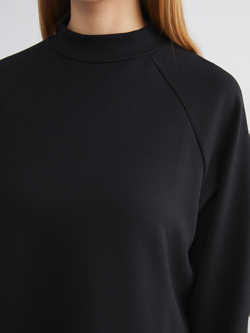 Siyah Dik Yaka Oversize Kadın Sweatshirt Tunik-3