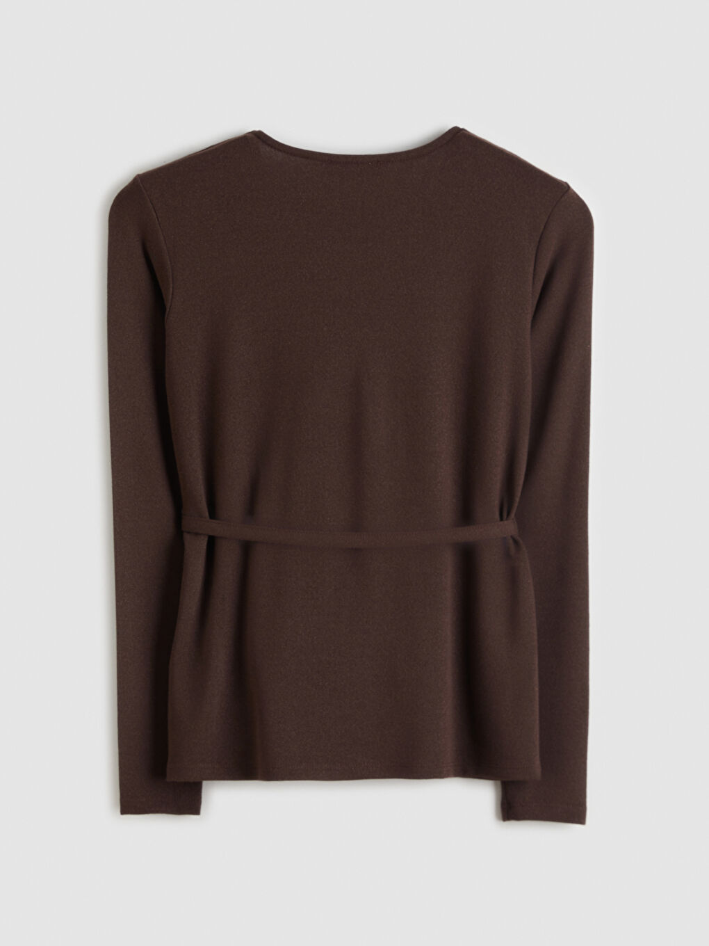 Kahverengi V Yaka Beli Kuşaklı Kadın Hırka-5