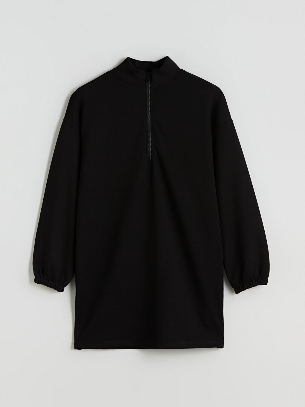 Siyah Dik Yaka Oversize Kadın Sweatshirt Tunik-5