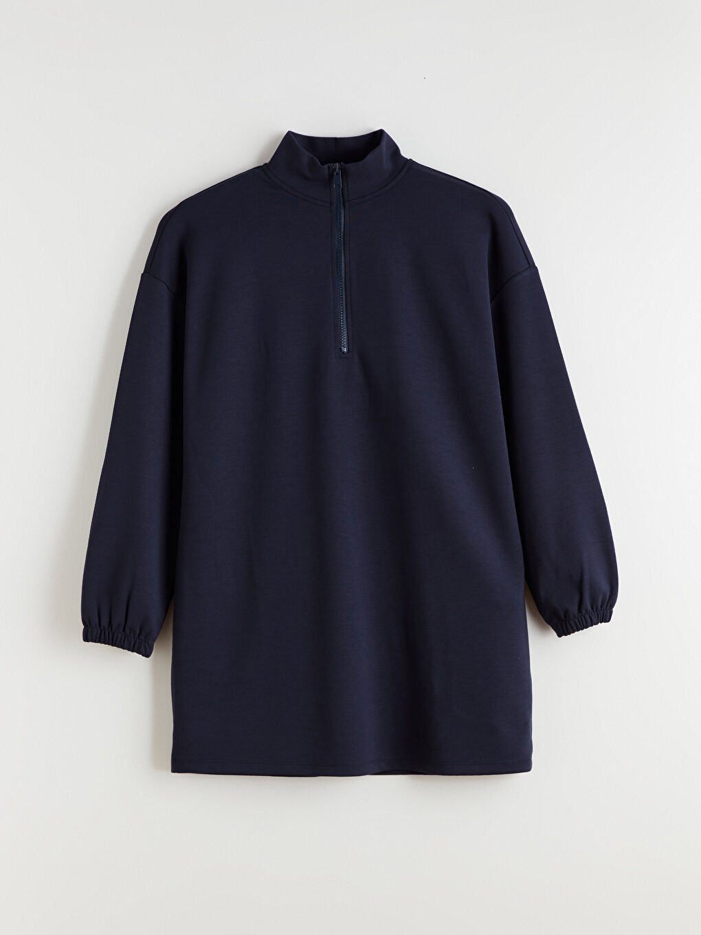 Lacivert Dik Yaka Oversize Kadın Sweatshirt Tunik-4