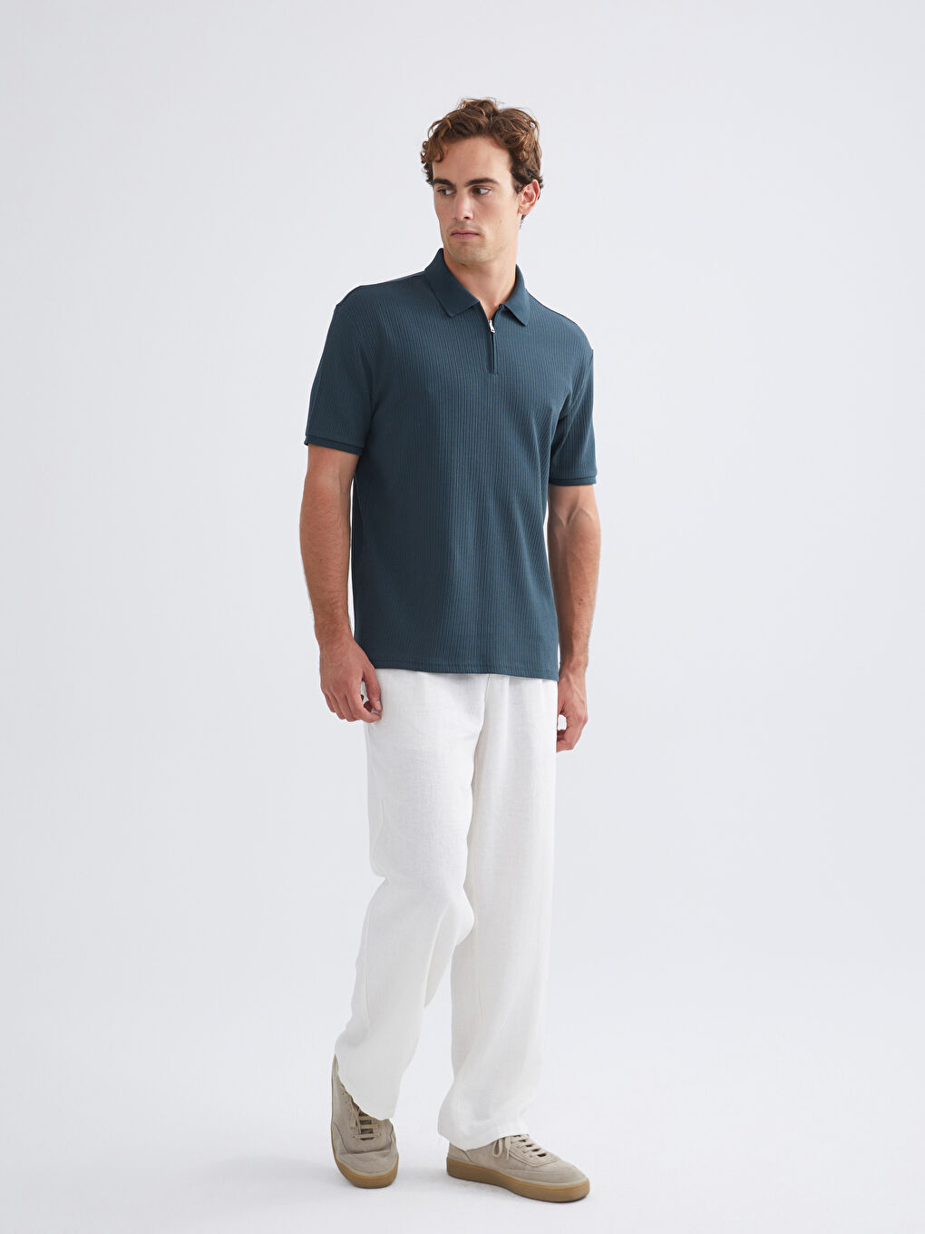 Yeşil Polo Yaka Erkek Tişört-1