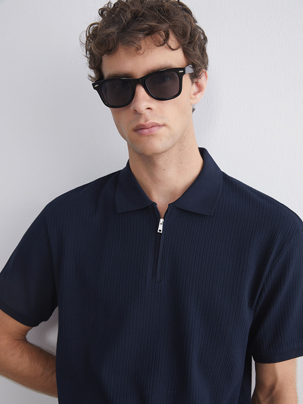 Lacivert Polo Yaka Erkek Tişört-2