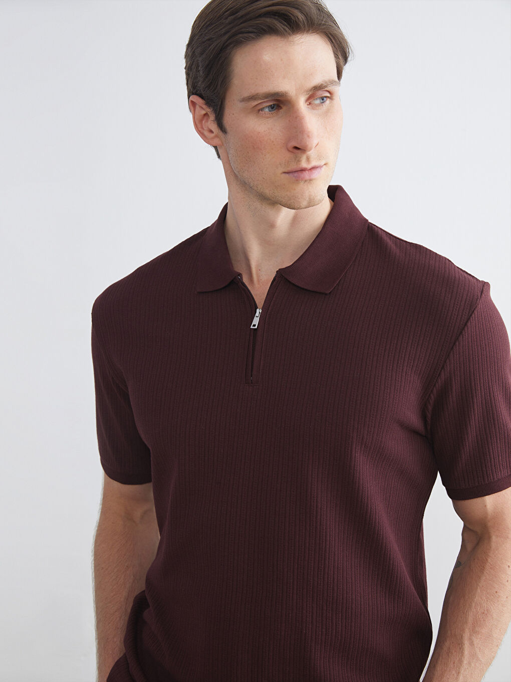 Bordo Polo Yaka Erkek Tişört