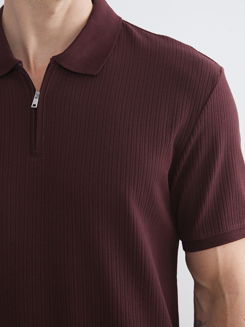 Bordo Polo Yaka Erkek Tişört-3