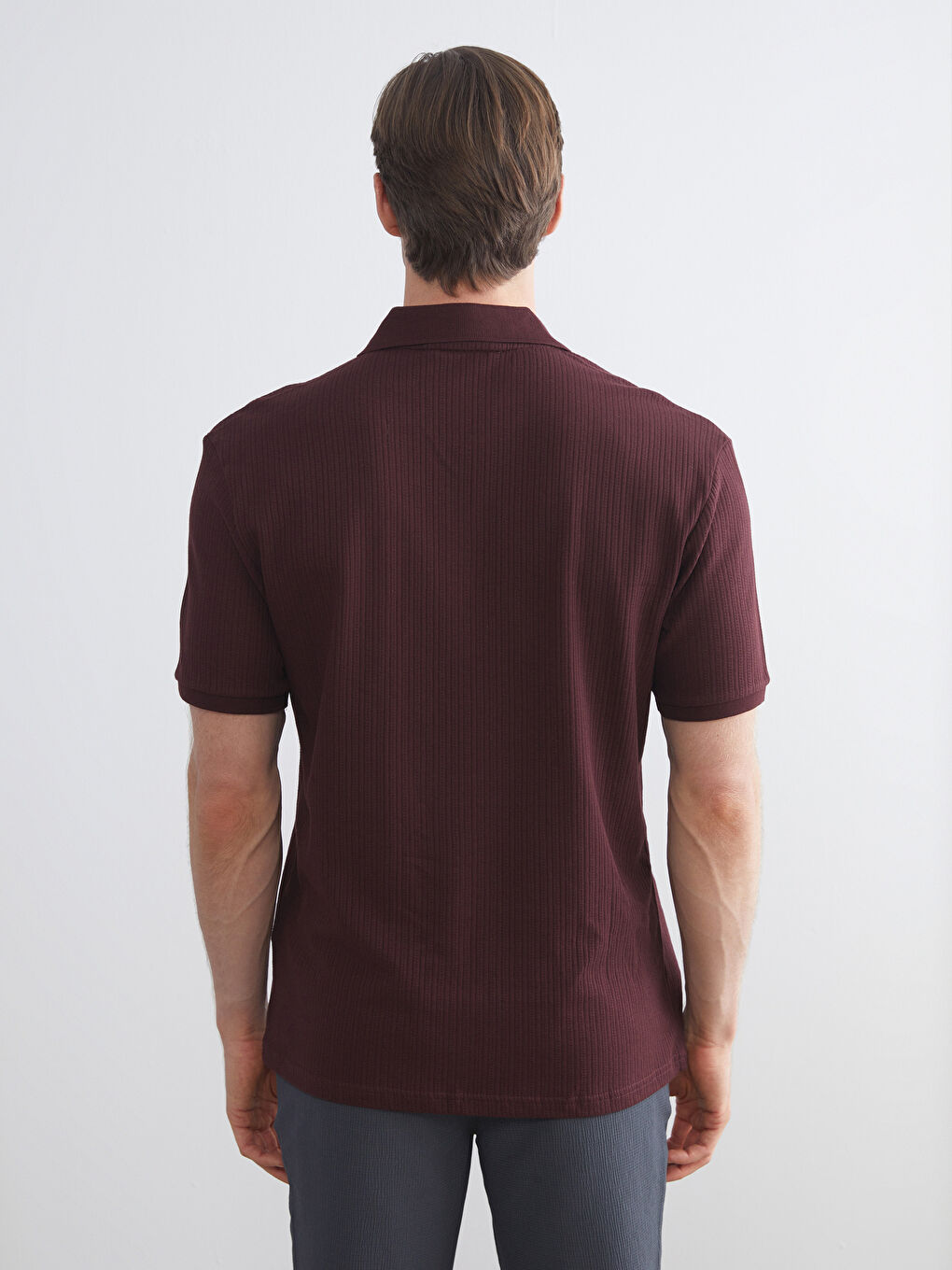 Bordo Polo Yaka Erkek Tişört-4