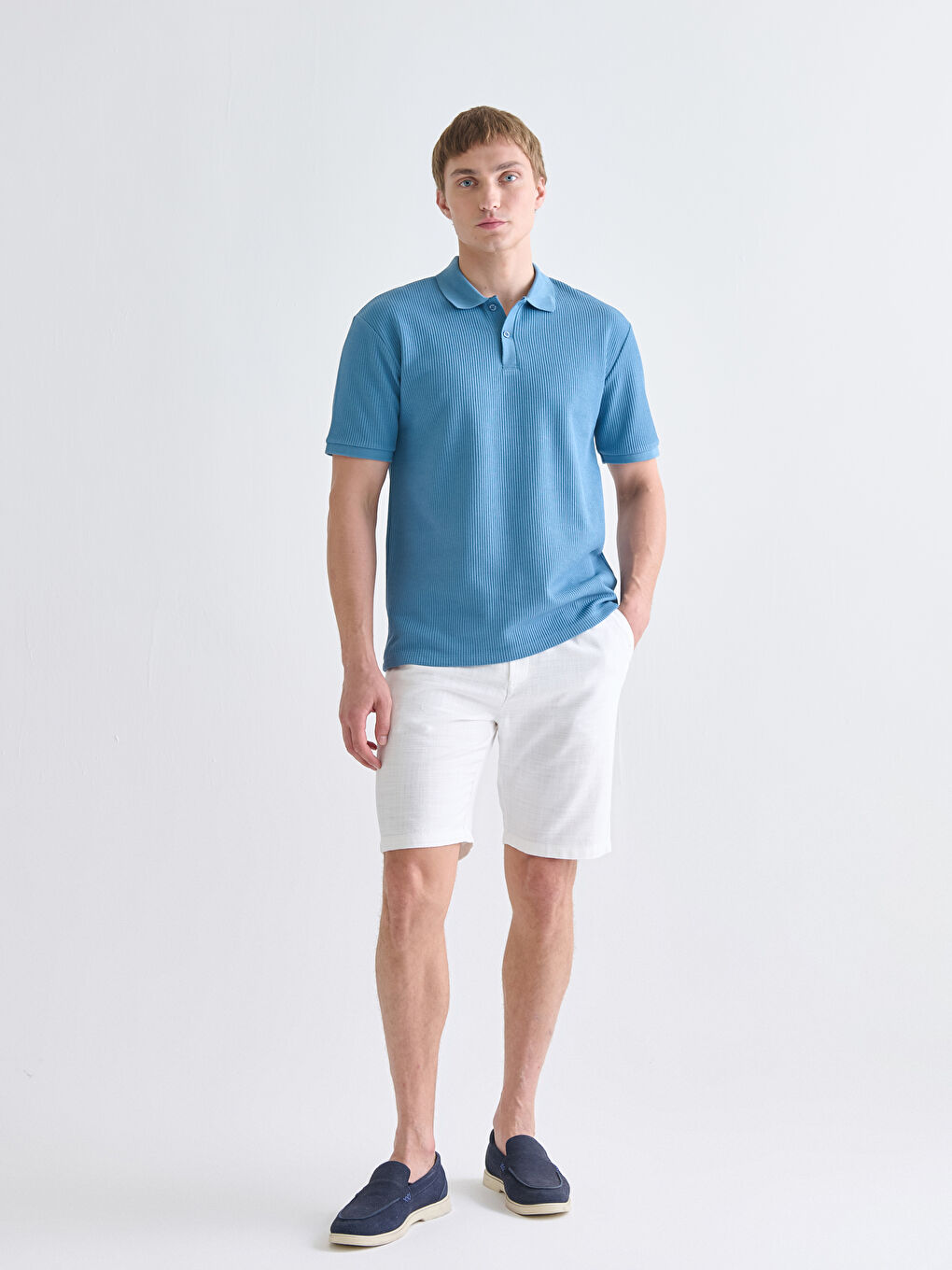 Mavi Polo Yaka Erkek Tişört-1