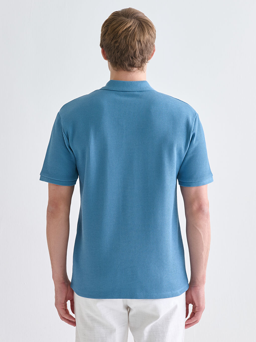 Mavi Polo Yaka Erkek Tişört-3