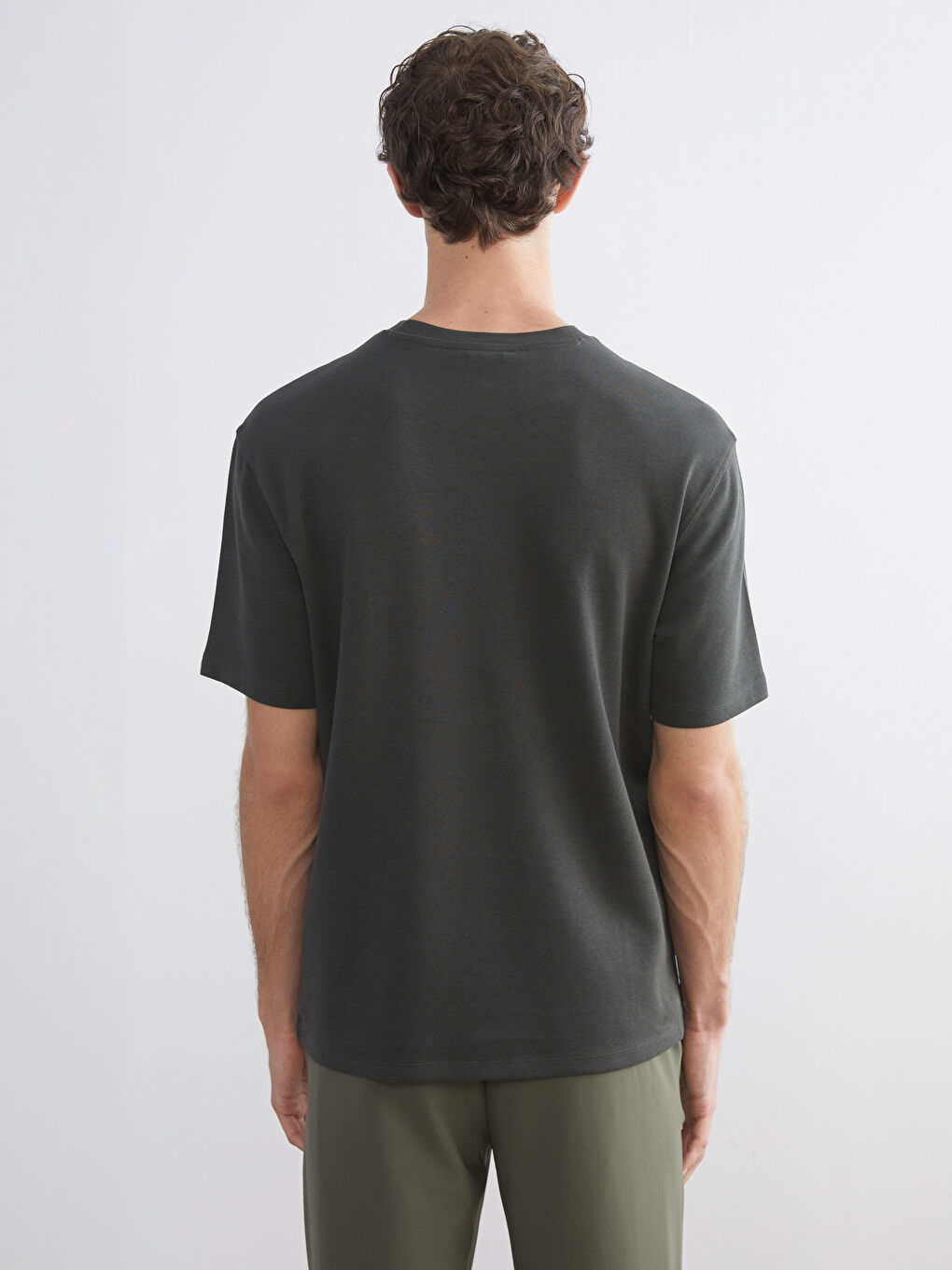 Haki Bisiklet Yaka Erkek Tişört-3