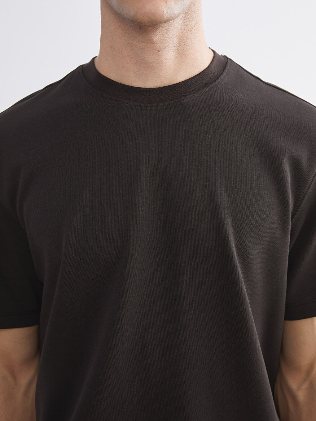 Kahverengi Bisiklet Yaka Erkek Tişört-2