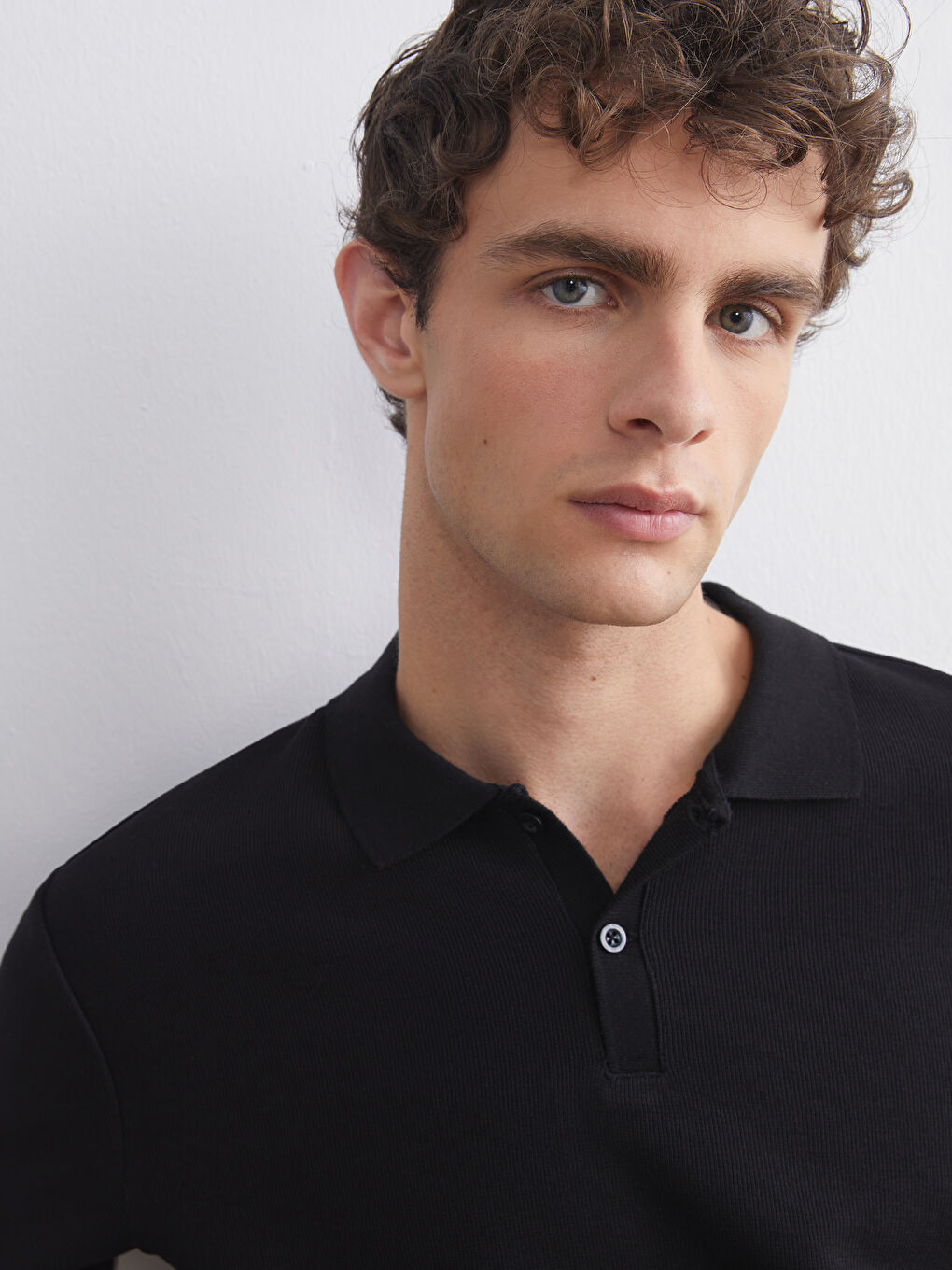 Siyah Polo Yaka Erkek Tişört-2