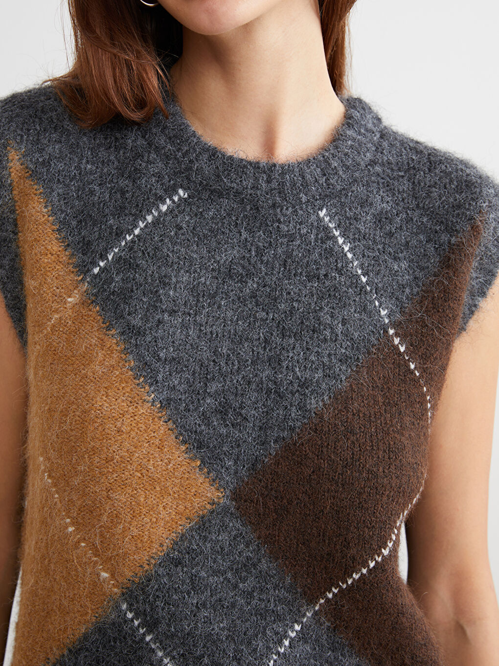 Жена Сиво Пуловер Жилетка-2