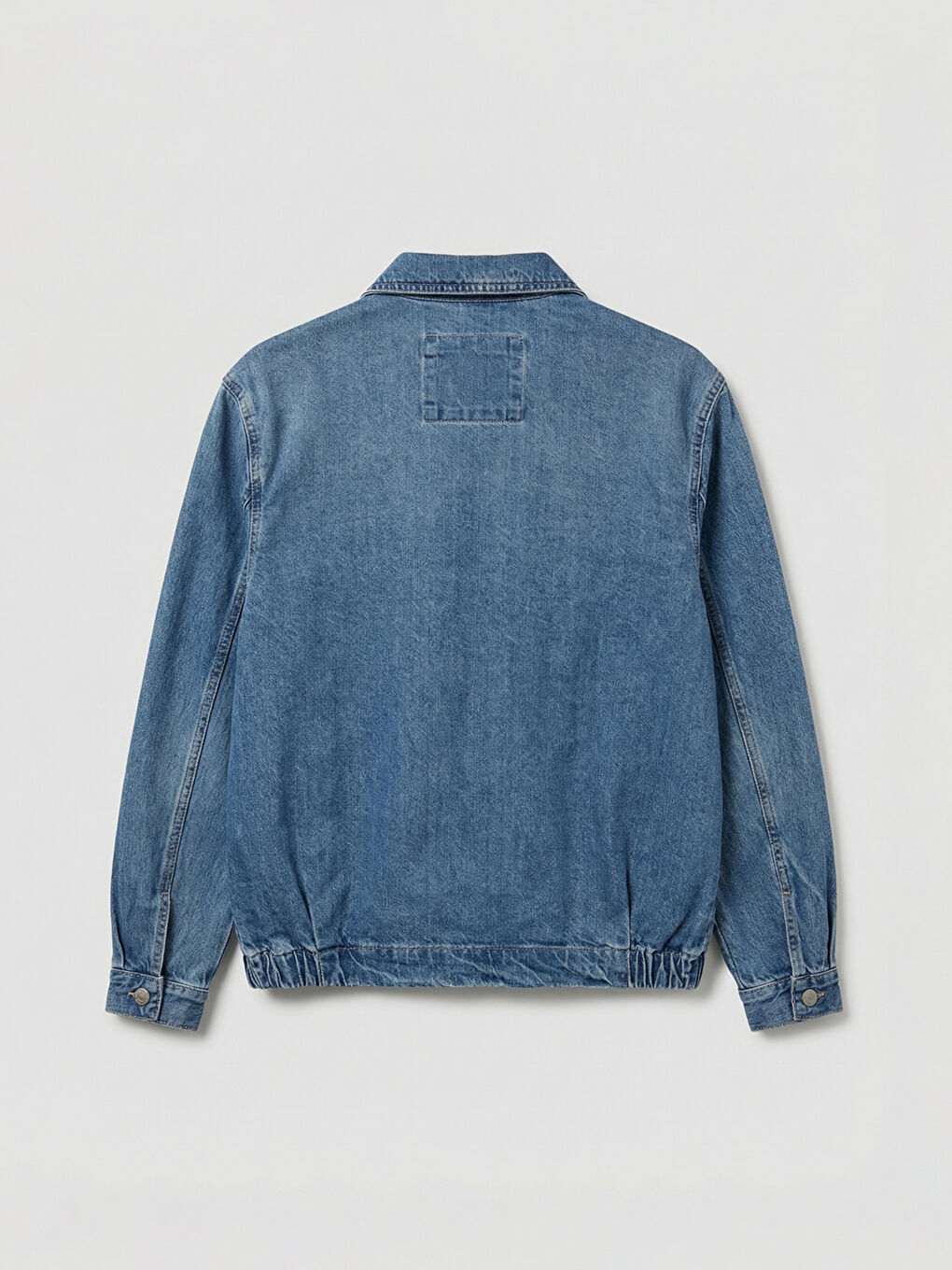 Geacă din denim cu fermoar, croială relaxată pentru bărbați-1