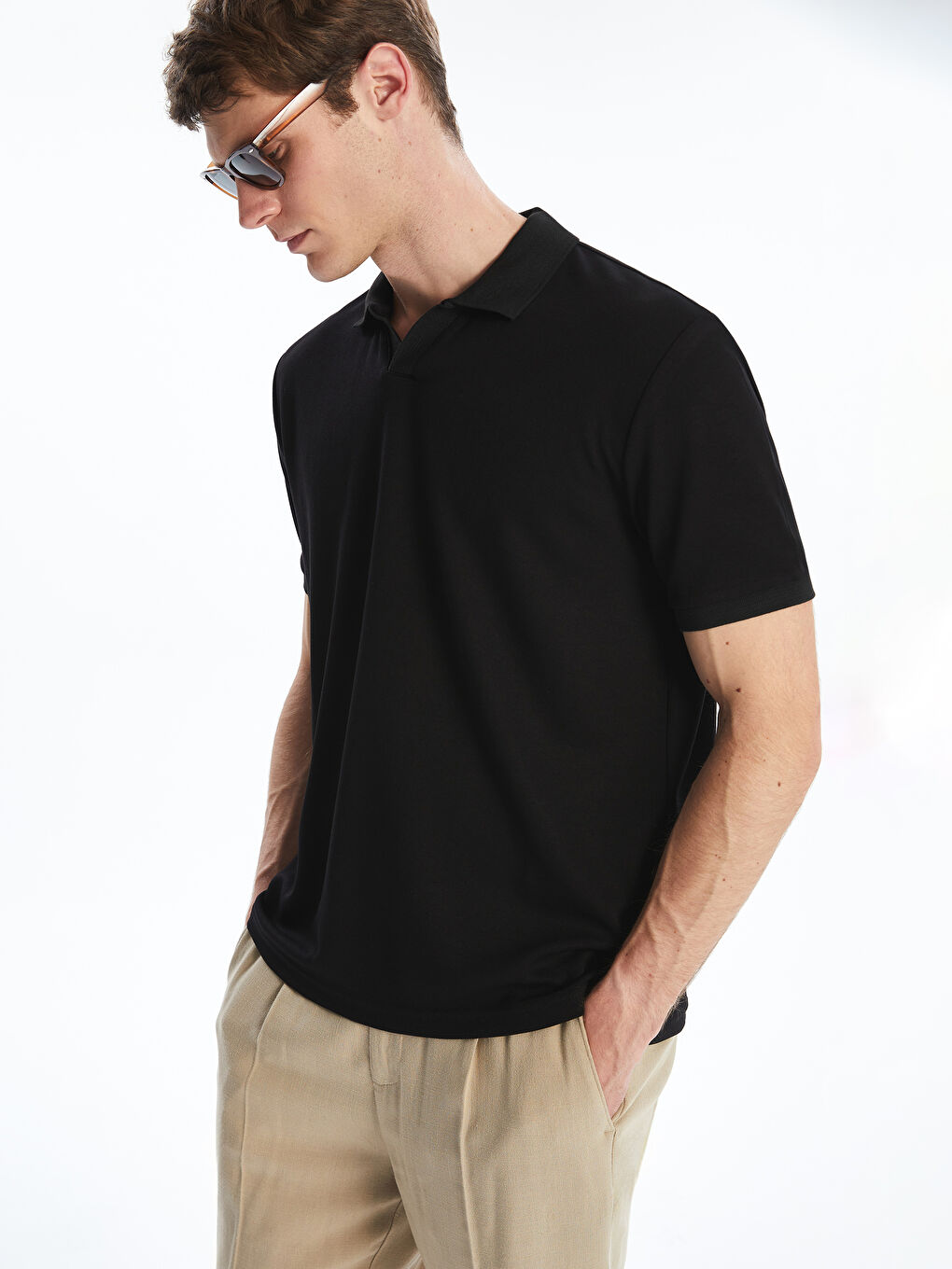 Siyah Polo Yaka Erkek Tişört