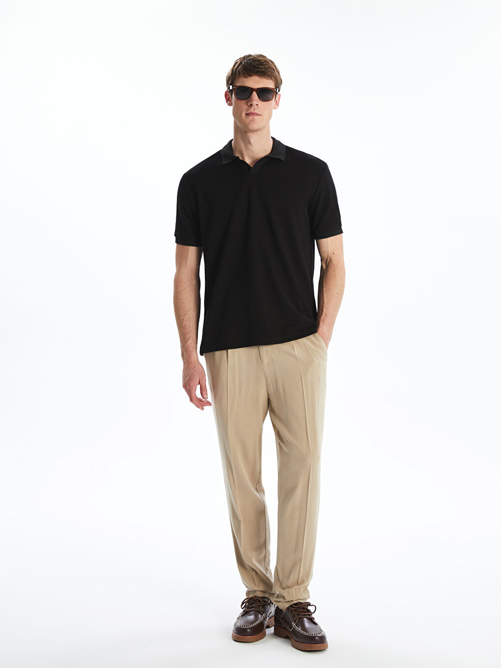 Siyah Polo Yaka Erkek Tişört-4