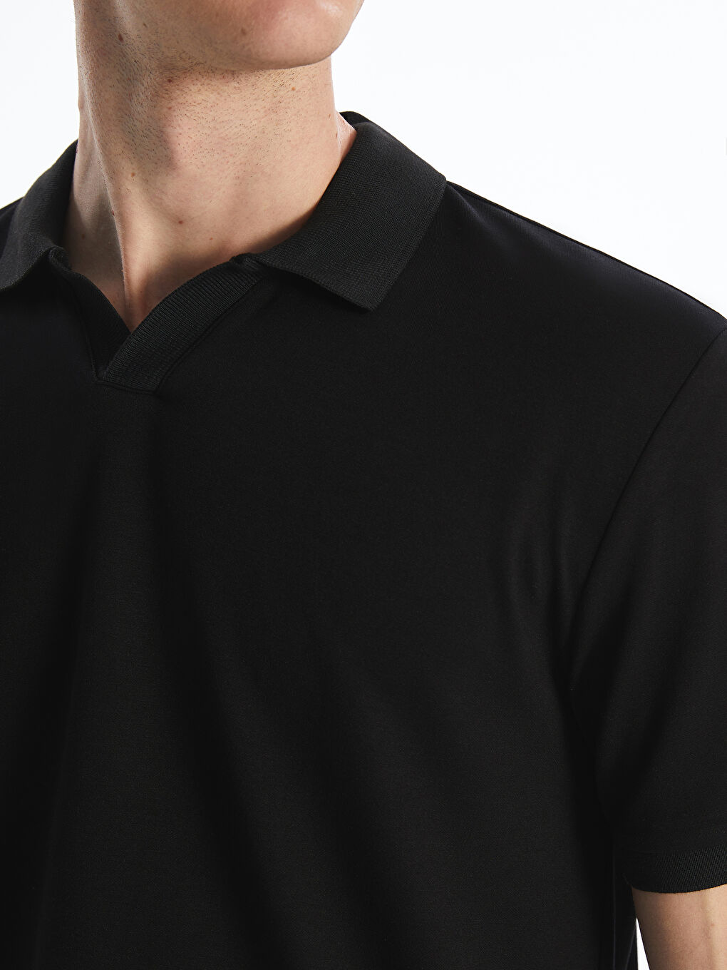 Siyah Polo Yaka Erkek Tişört-6