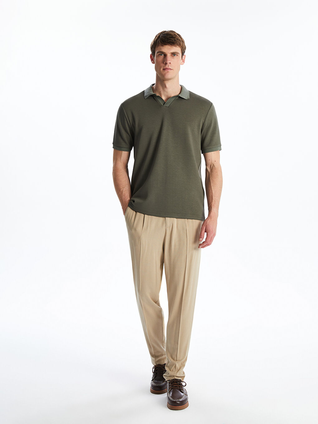 Yeşil Polo Yaka Erkek Tişört-1