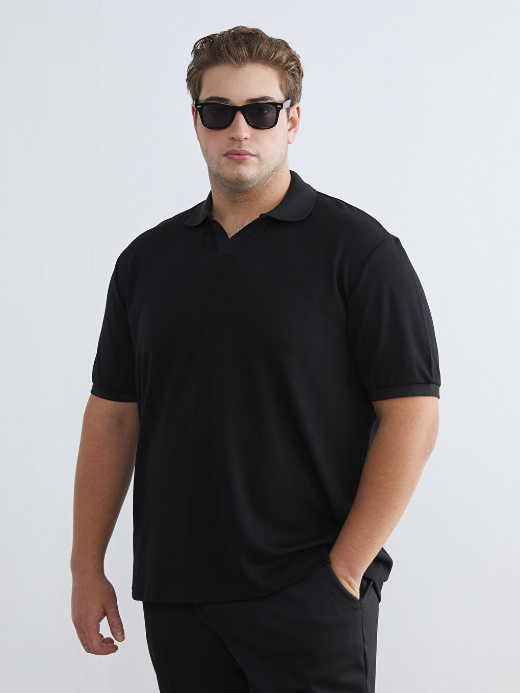 Siyah Polo Yaka Erkek Tişört-2