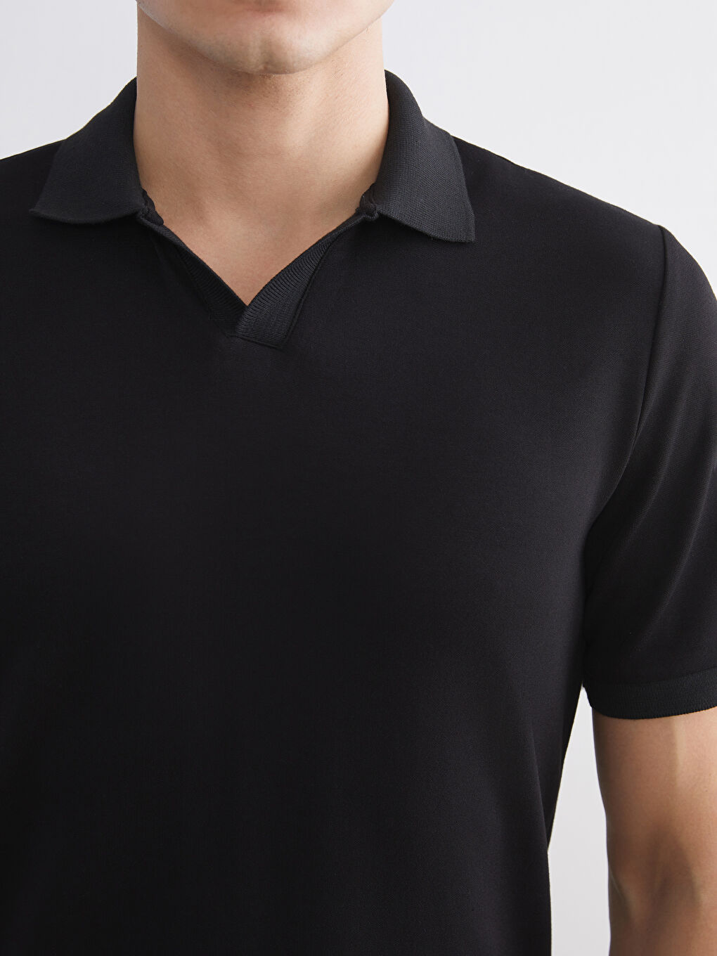 Siyah Polo Yaka Erkek Tişört-5