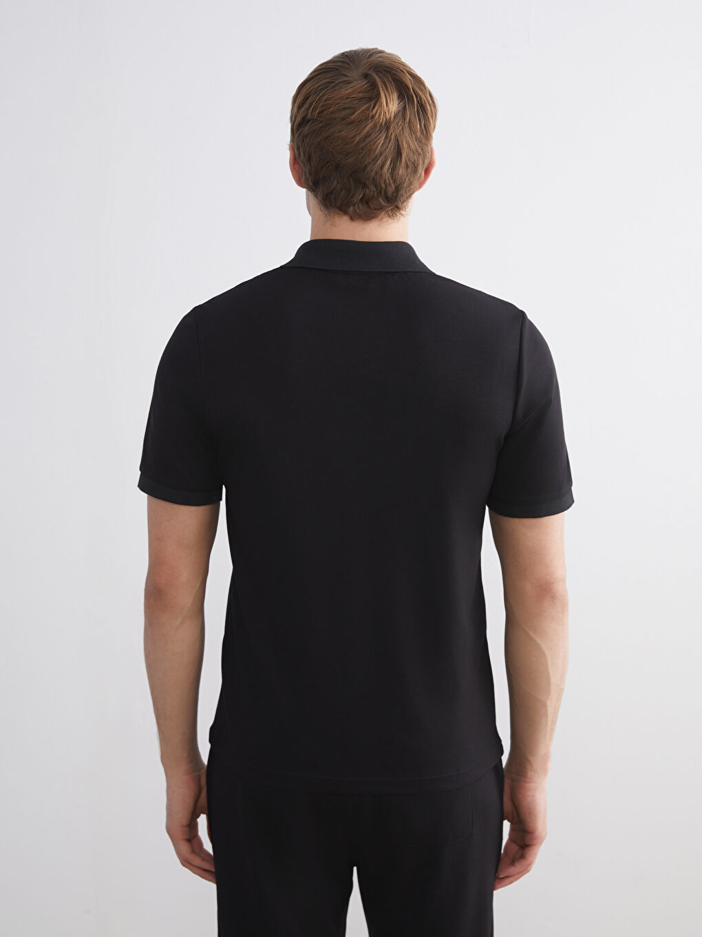 Siyah Polo Yaka Erkek Tişört-7
