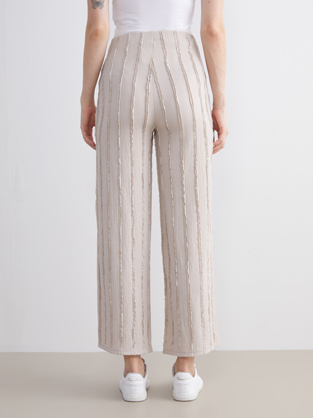 Elasticated Waist Textured Women's Trousers-3