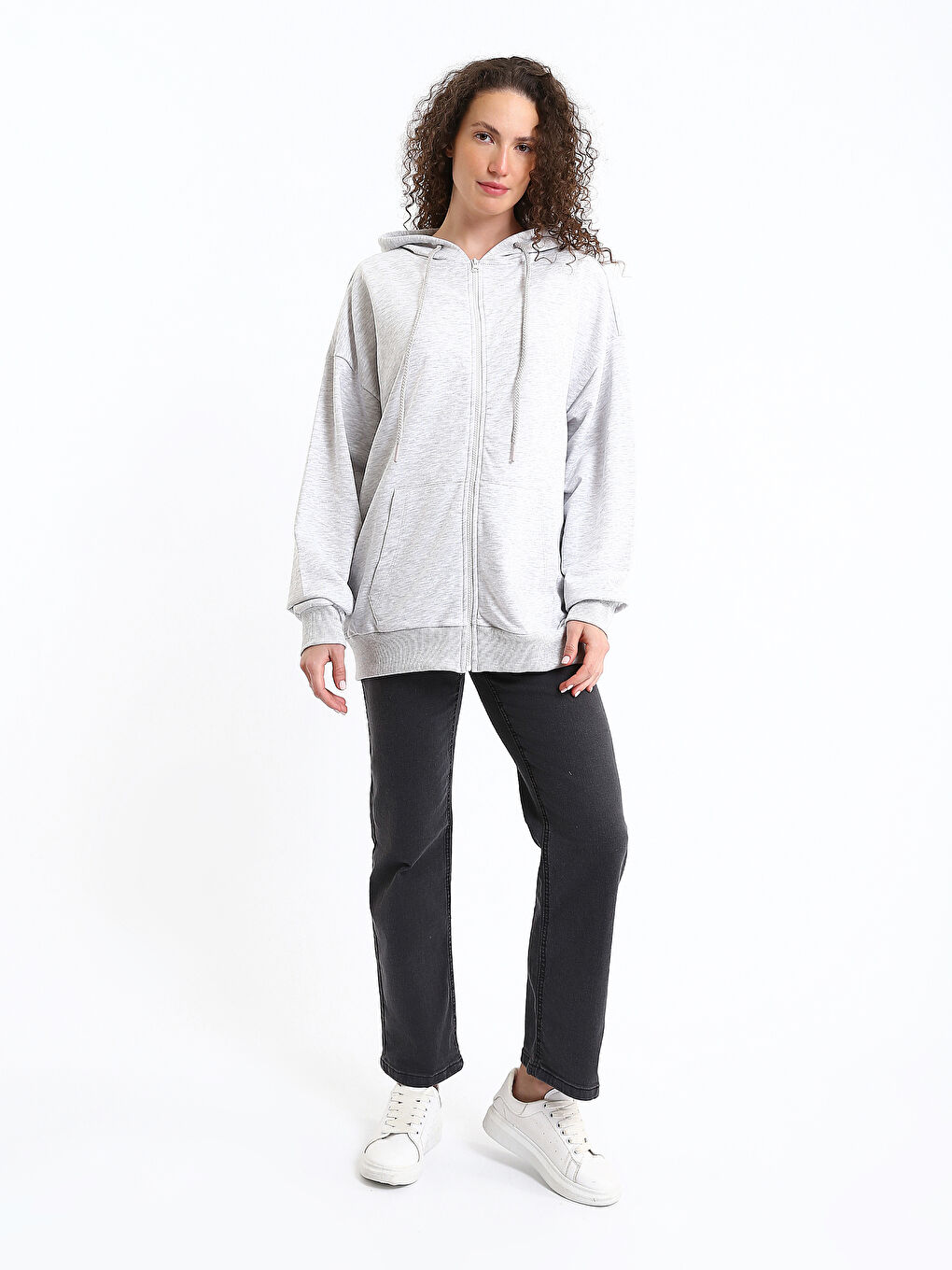 Hooded Oversize Women's Zipper Sweatshirt-1