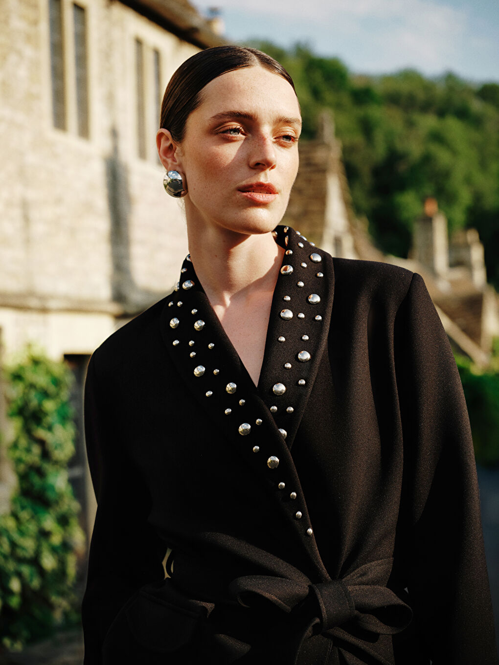 Women's Blazer Jacket with Metal Applique-1