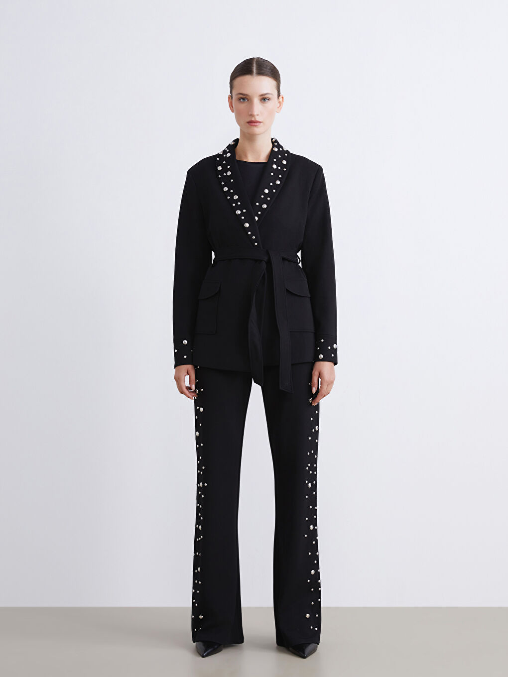 Women's Blazer Jacket with Metal Applique-3