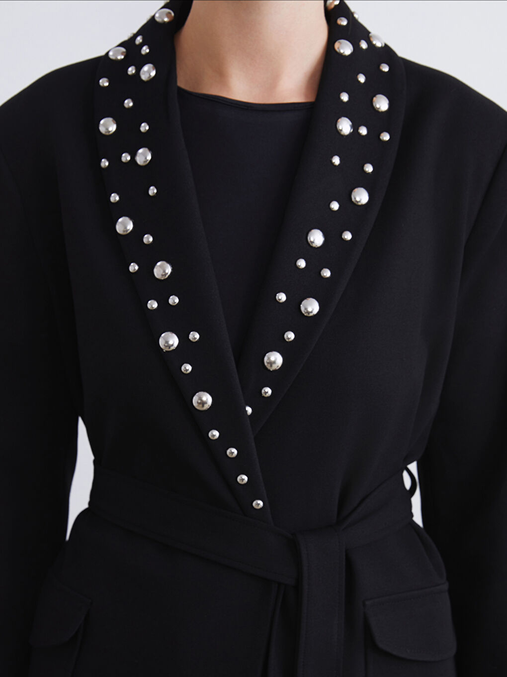 Women's Blazer Jacket with Metal Applique-5