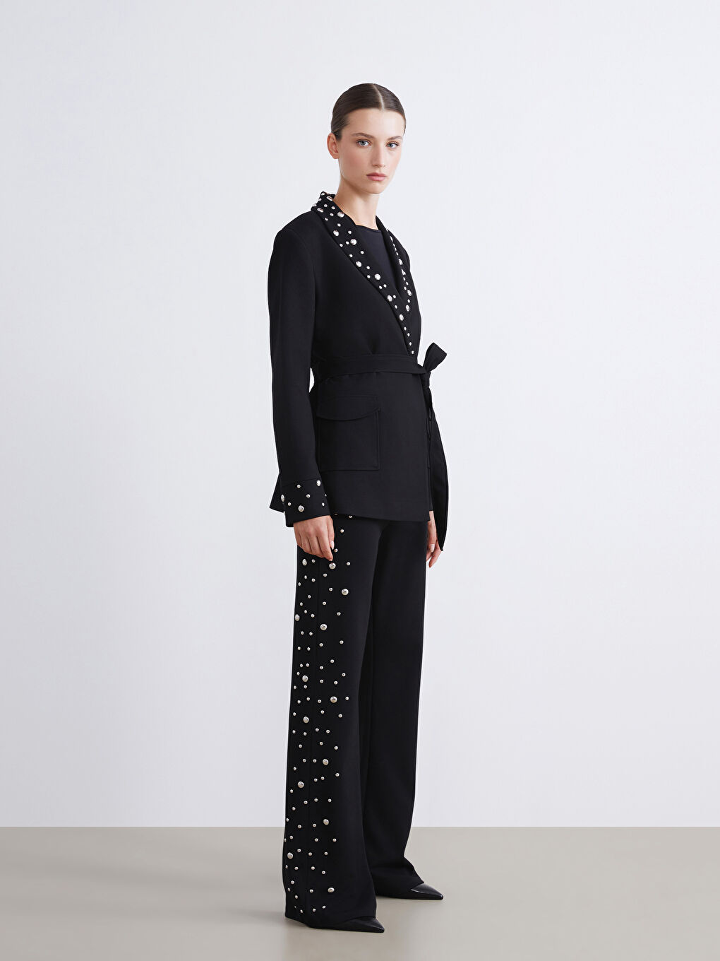 Women's Trousers with Metal Applique-1