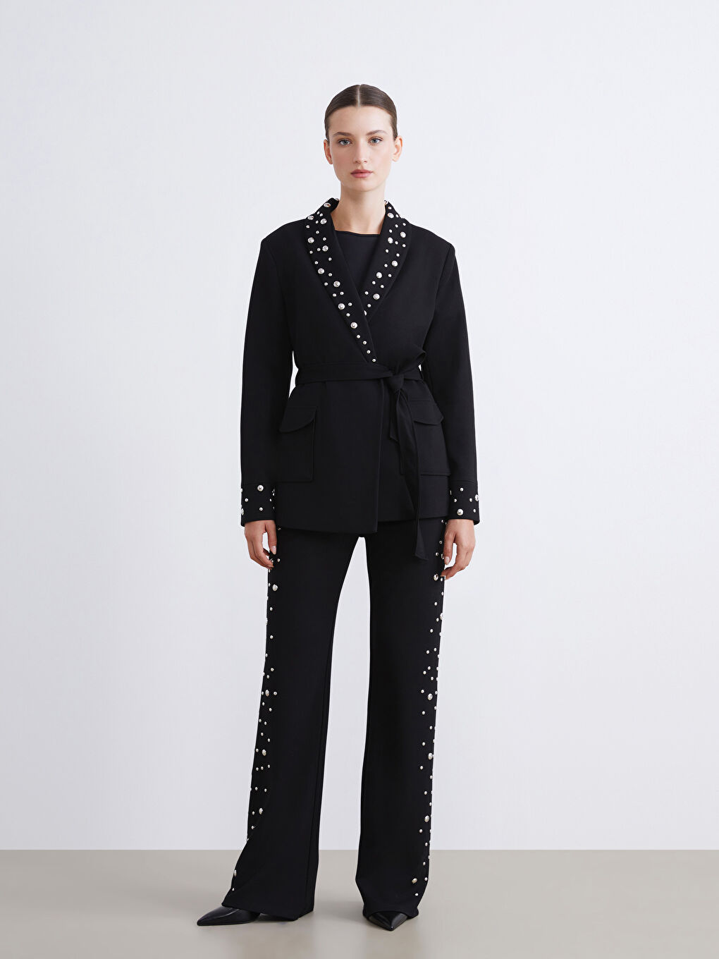 Women's Trousers with Metal Applique-3