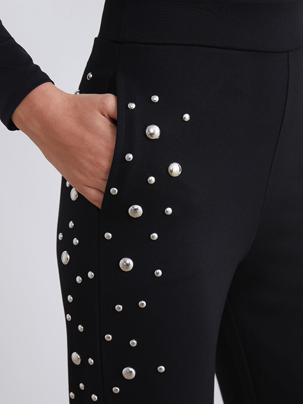 Women's Trousers with Metal Applique-5