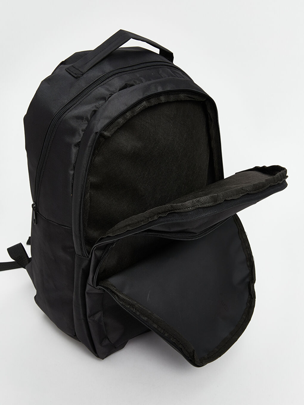 Siyah Düz Fermuarlı Erkek Sırt Çantası-3