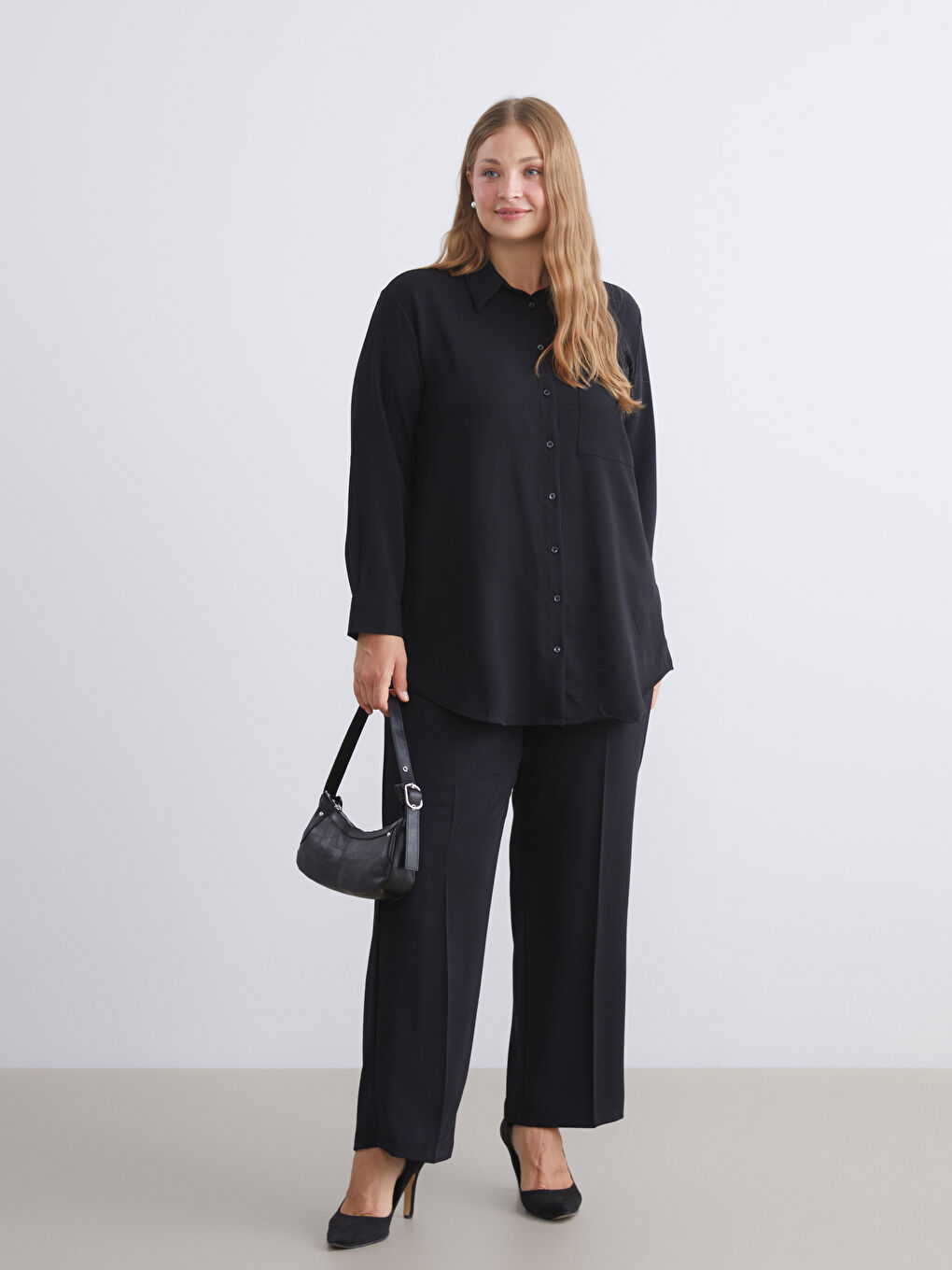 Siyah Kadın Gömlek Tunik-1