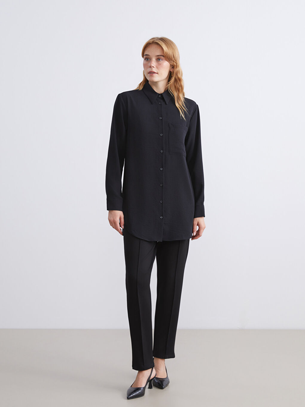 Siyah Kadın Gömlek Tunik-2