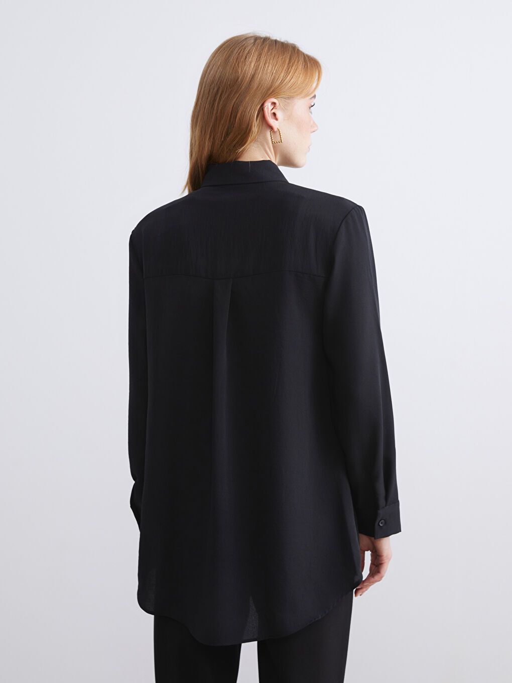 Siyah Kadın Gömlek Tunik-4