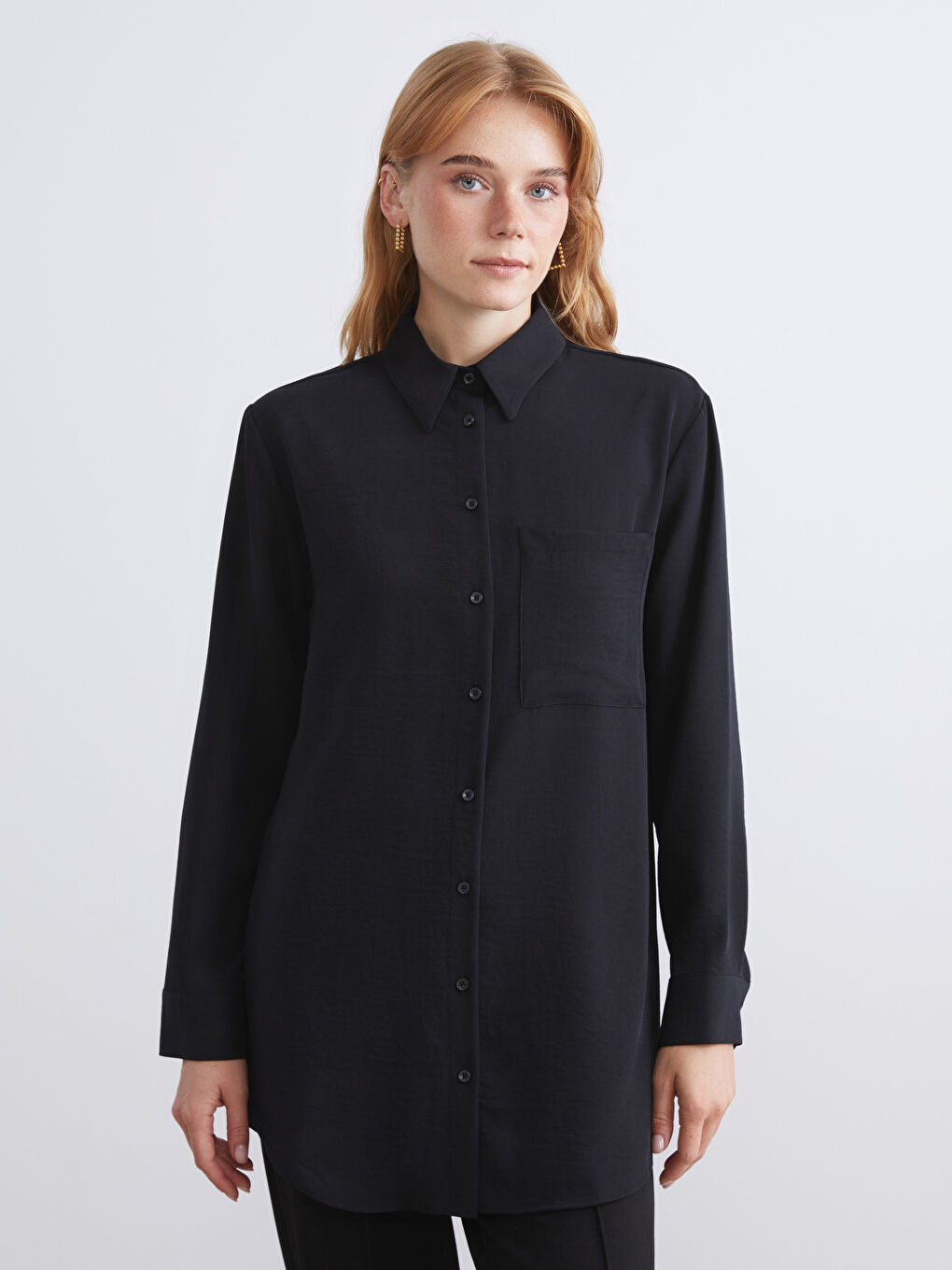 Siyah Kadın Gömlek Tunik
