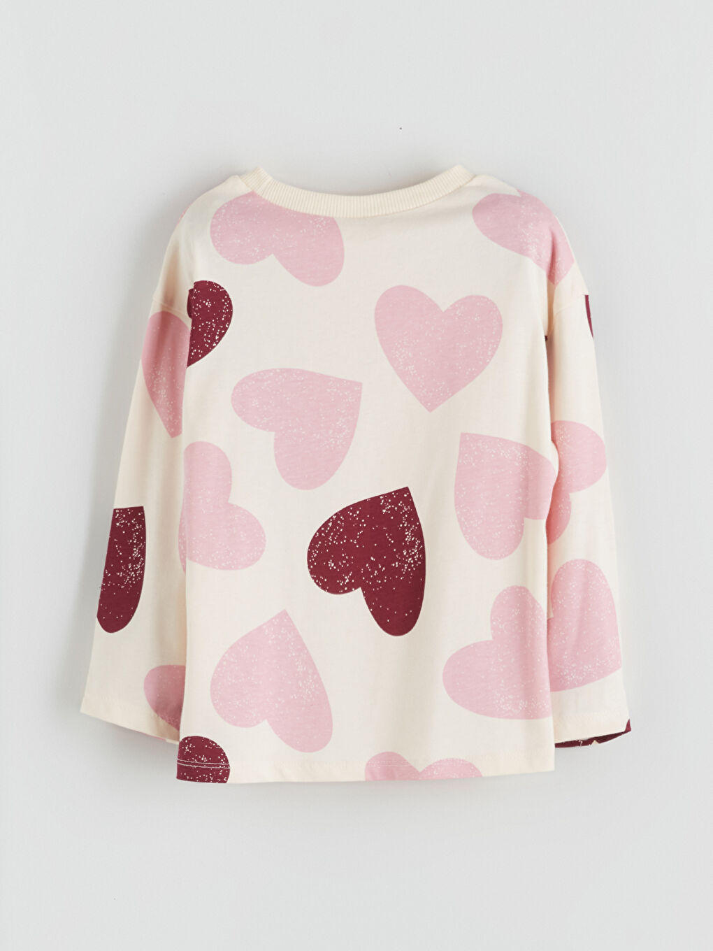 LCW baby Crew Neck Heart Printed Girls' T-Shirt -W5IT32Z1-LRA