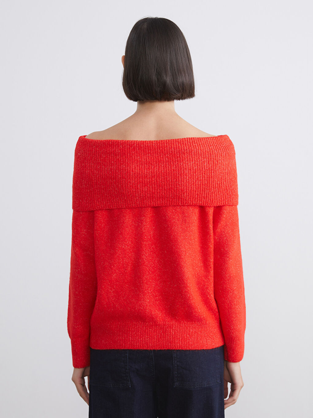 Slash Neck Women's Knitwear Sweater-3