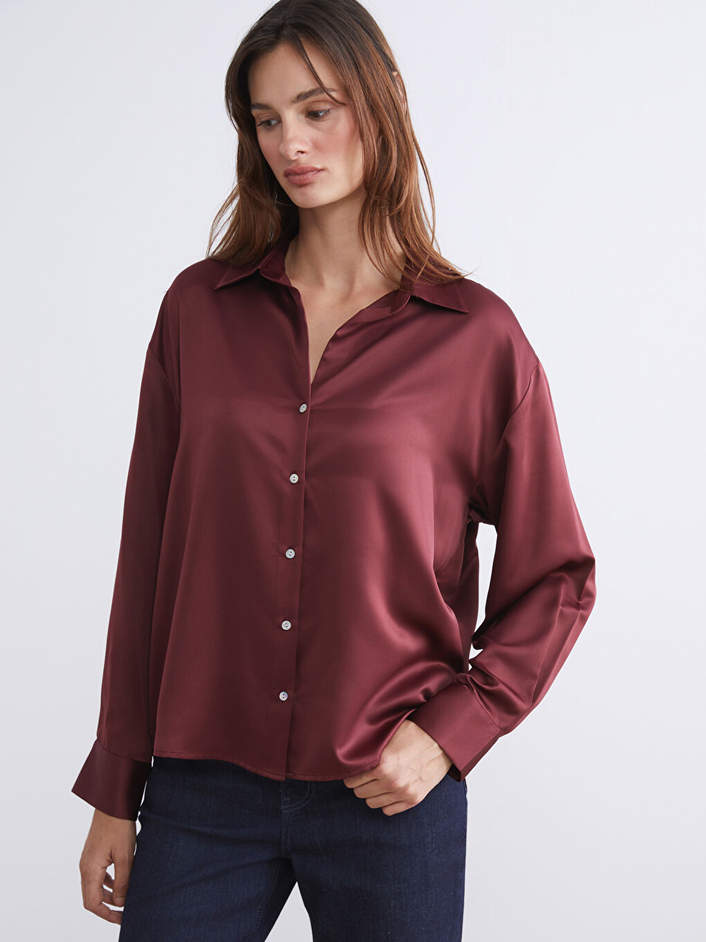 Oversize Satin Women's Shirt